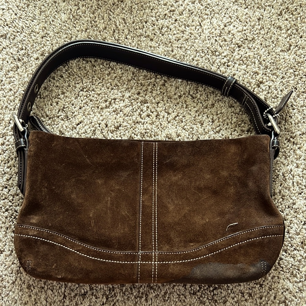 Coach brown suede purse